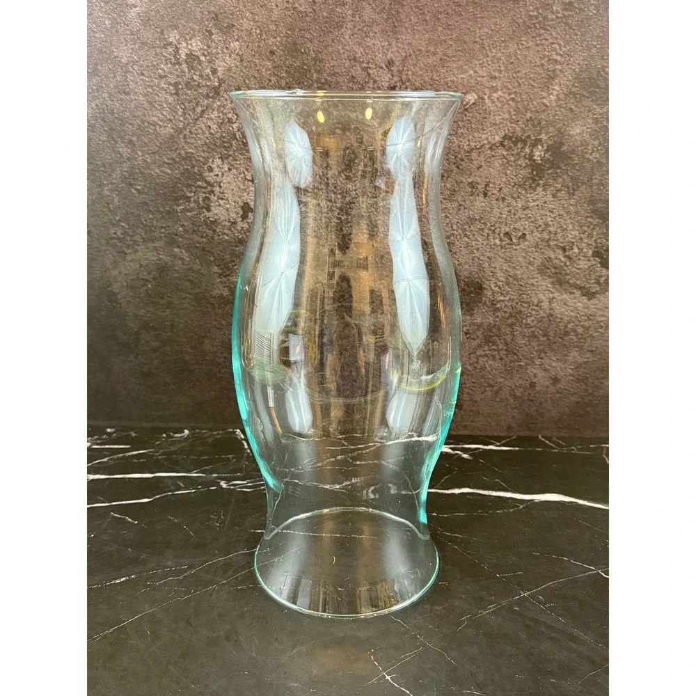 Hand Blown Clear Glass Hurricane Chimney Candle Holder Cover 11.5in MINT!